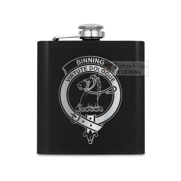 Binning Crest Hip Flask Set 7oz Black Stainless Steel with A Gift Box One Size 7oz - 2D-tartanvibesclothing