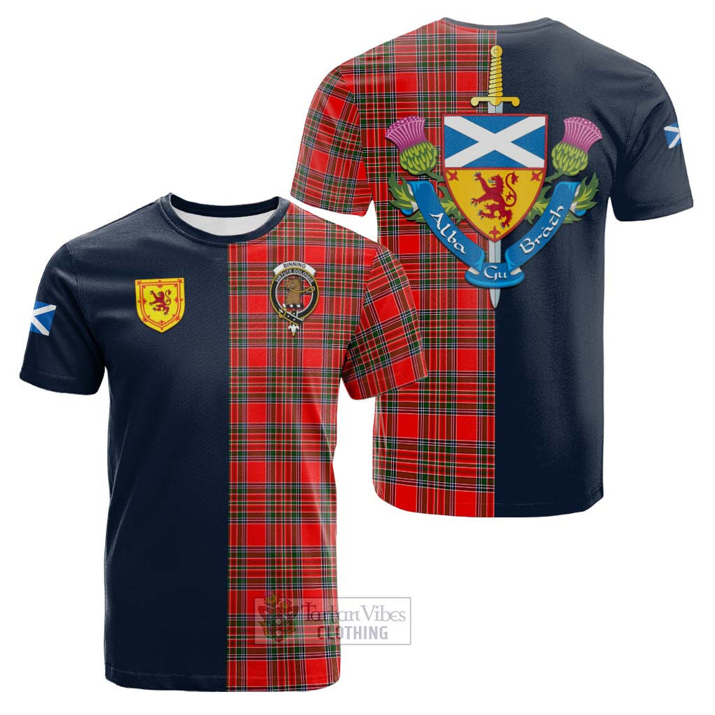 Binning Tartan Cotton T-shirt Alba with Scottish Lion Royal Arm Half Style Kid's Shirt - Tartan Vibes Clothing