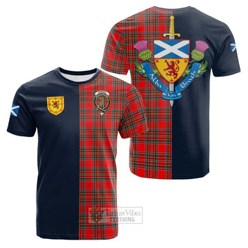 Binning Tartan Cotton T-shirt Alba with Scottish Lion Royal Arm Half Style Kid's Shirt - Tartan Vibes Clothing