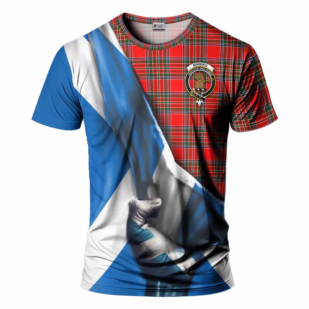 Binning Tartan T-Shirt with Family Crest Scotland Patriotic Style Kid's Shirt - Tartan Vibes Clothing