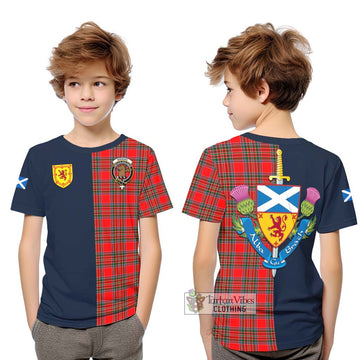 Binning Tartan Kid T-Shirt Alba with Scottish Lion Royal Arm Half Style Youth XL Size14 - Tartan Vibes Clothing