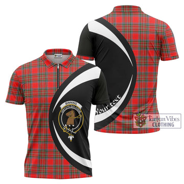 Binning Tartan Zipper Polo Shirt with Family Crest Circle Style Unisex - Tartan Vibes Clothing