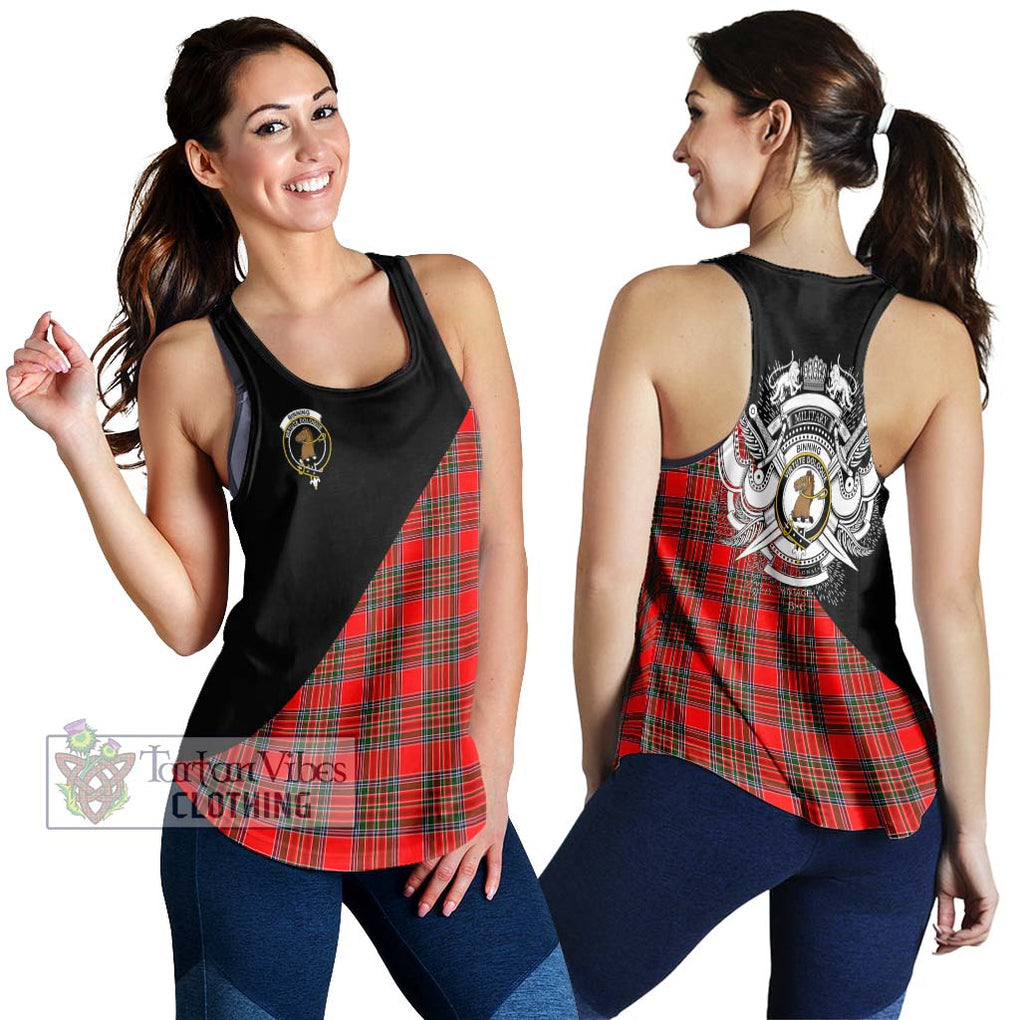 Binning Tartan Women's Racerback Tanks with Family Crest and Military Logo Style 4XL - Tartan Vibes Clothing