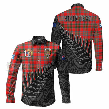 Binning Crest Tartan Long Sleeve Button Shirt with New Zealand Silver Fern Half Style Men's Shirt S - Tartan Vibes Clothing