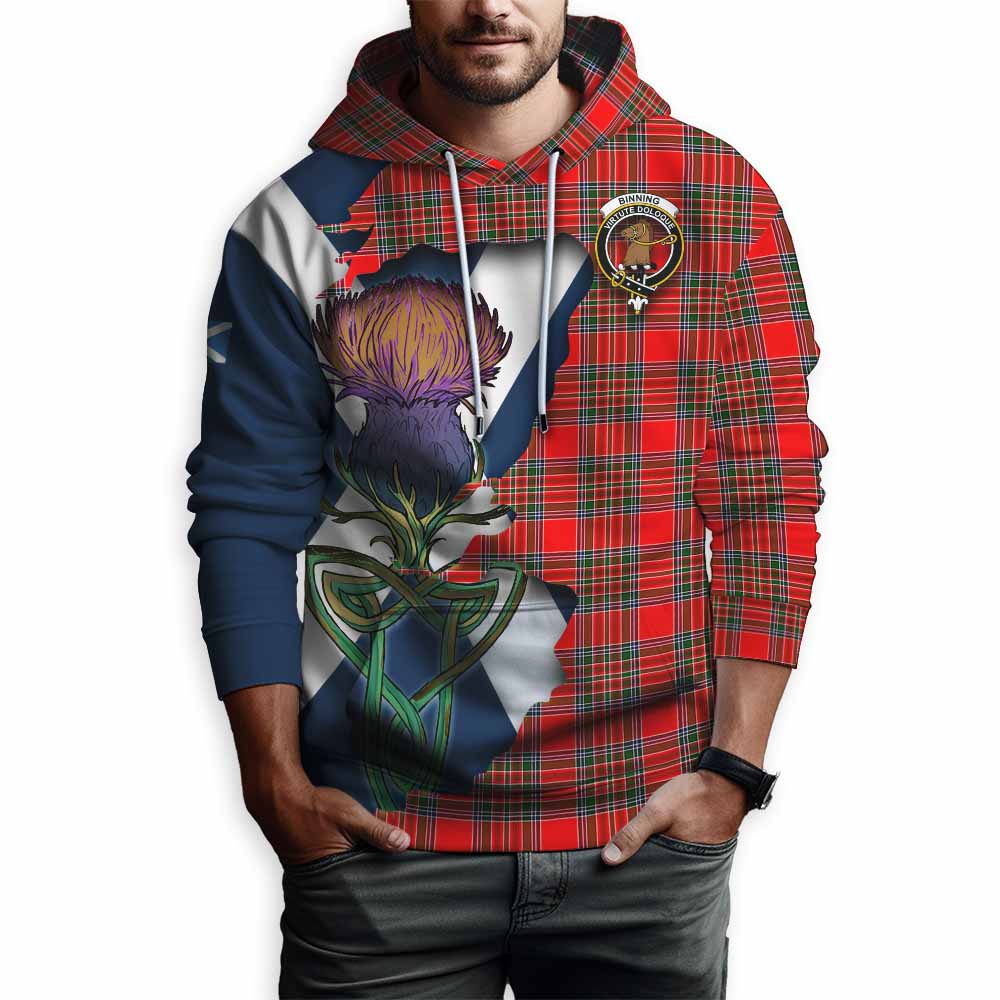 Tartan Vibes Clothing Binning Tartan Family Crest Hoodie Scottish Thistle Celtic Inspired
