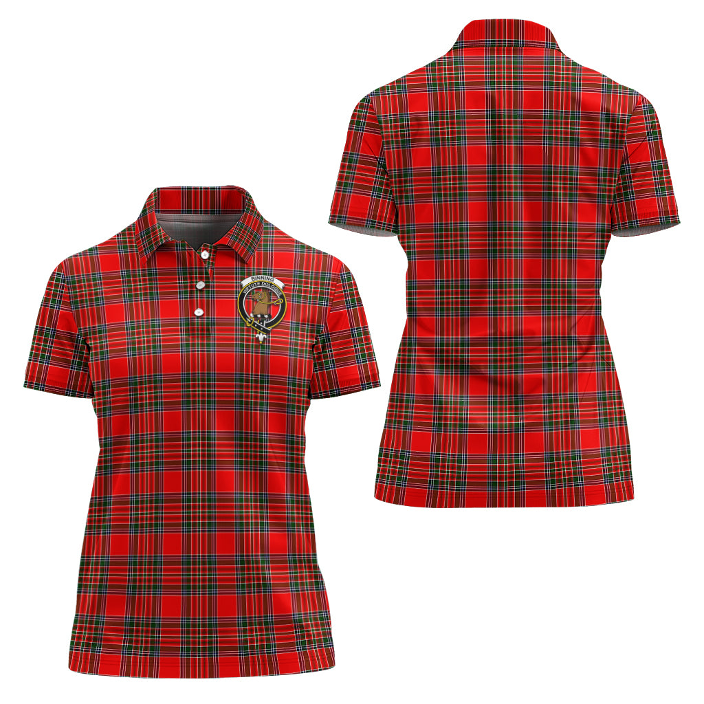 Binning Tartan Polo Shirt with Family Crest For Women Women - Tartanvibesclothing