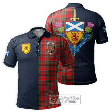 Binning Tartan Polo Shirt Alba with Scottish Lion Royal Arm Half Style Kid - Tartan Vibes Clothing