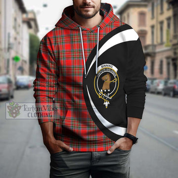 Binning Tartan Hoodie with Family Crest Circle Style Zip Hoodie - Tartan Vibes Clothing