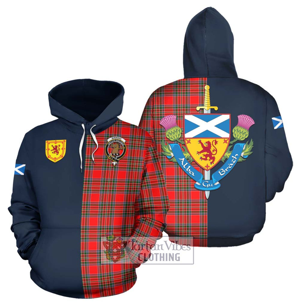 Binning Tartan Hoodie Alba with Scottish Lion Royal Arm Half Style Zip Hoodie - Tartan Vibes Clothing