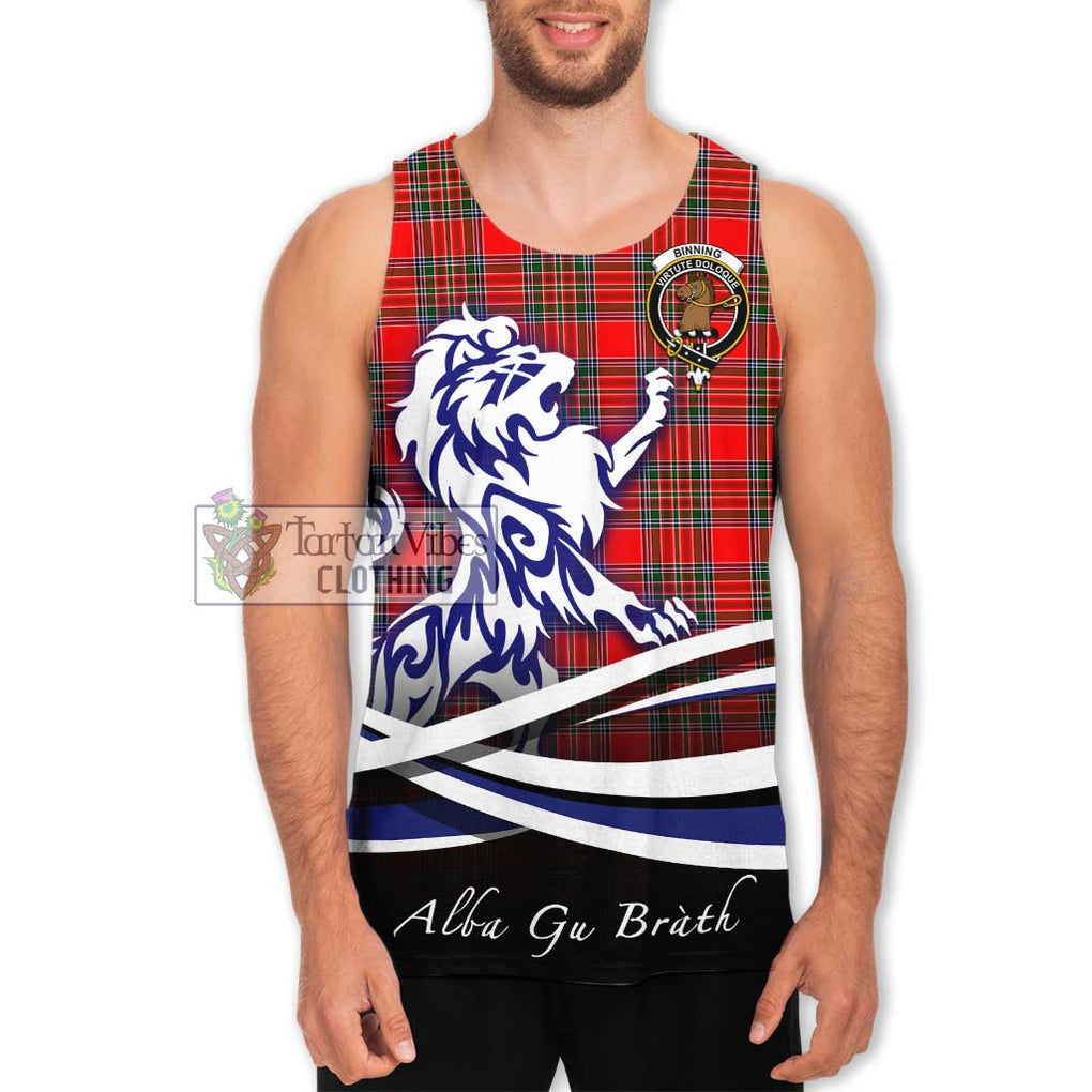 Binning Tartan Men's Tank Top with Alba Gu Brath Regal Lion Emblem Men - Tartan Vibes Clothing