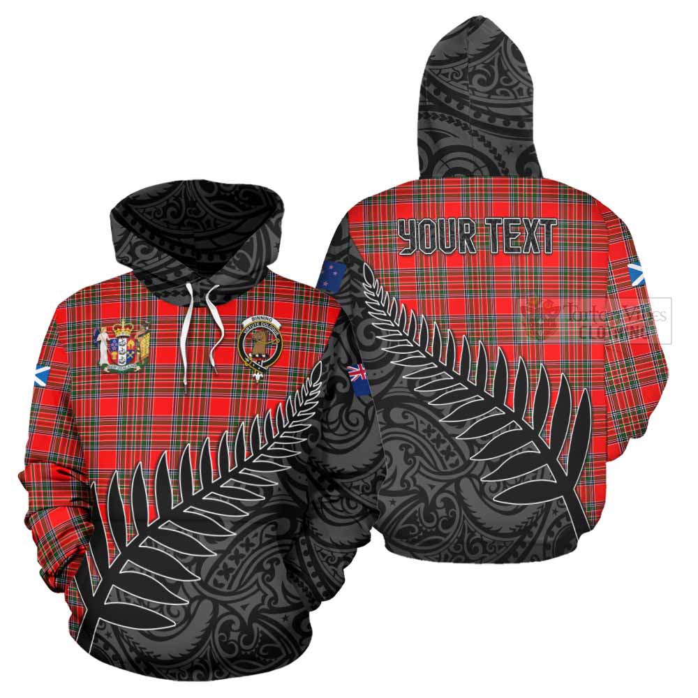 Binning Crest Tartan Hoodie with New Zealand Silver Fern Half Style Zip Hoodie - Tartan Vibes Clothing