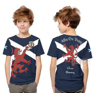 Binning Tartan Lion Rampant Kid T-Shirt Proudly Display Your Heritage with Alba Gu Brath and Clan Name Youth XL Size14 - Tartan Vibes Clothing