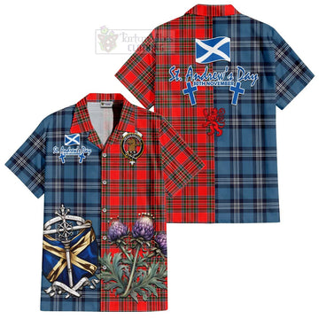 Binning Tartan Hawaiian Shirt Happy St. Andrew's Day Half Tartan Style Kid - Tartan Vibes Clothing