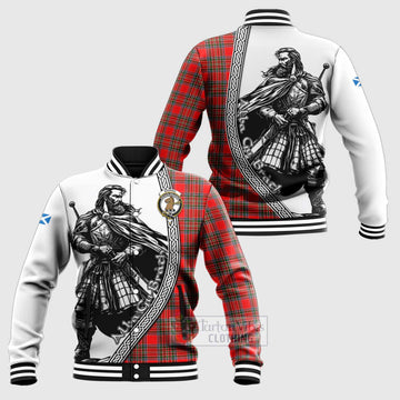Binning Tartan Clan Crest Baseball Jacket with Highlander Warrior Celtic Style Unisex - Tartan Vibes Clothing