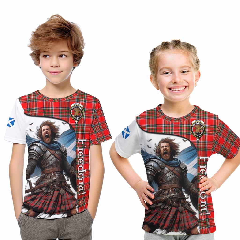 Binning Crest Tartan Kid T-Shirt Inspired by the Freedom of Scottish Warrior Youth XL Size14 - Tartan Vibes Clothing