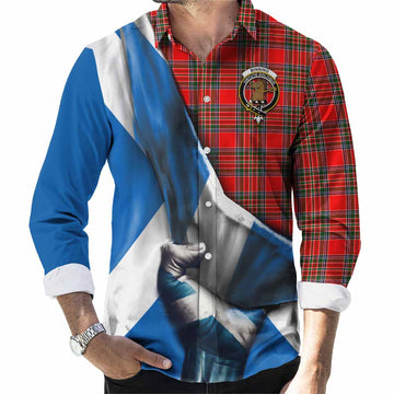 Binning Tartan Long Sleeve Button Shirt with Family Crest Scotland Patriotic Style Men's Shirt S - Tartan Vibes Clothing