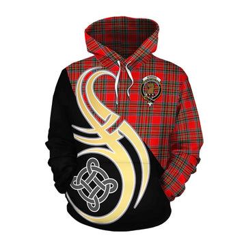 Binning Tartan Cotton Hoodie with Family Crest and Celtic Symbol Style Pullover Hoodie XS - Tartan Vibes Clothing