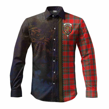 Binning Tartan Family Crest Long Sleeve Button Shirt Alba Gu Brath Be Brave Lion Ancient Style Men's Shirt S - Tartan Vibes Clothing