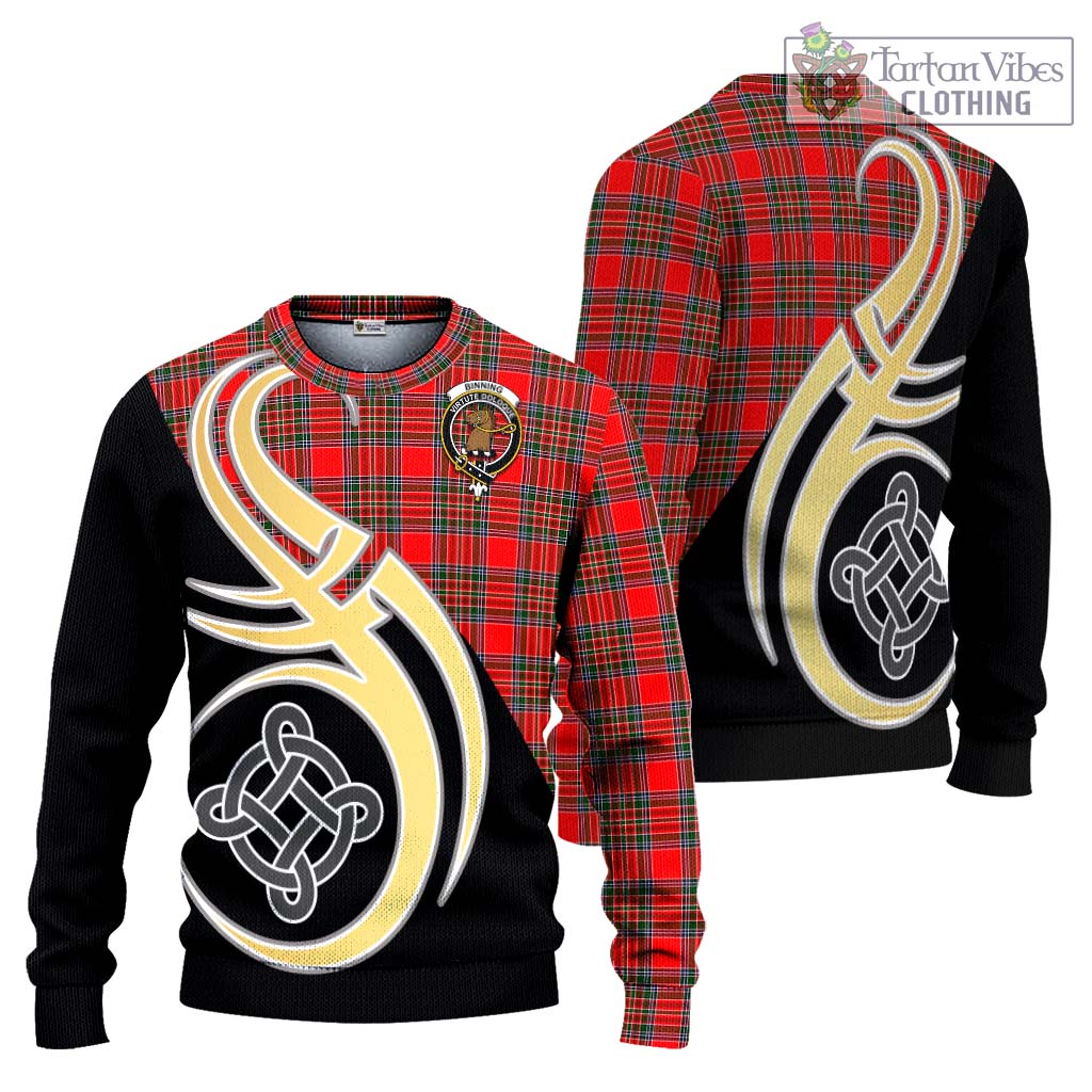 Binning Tartan Ugly Sweater with Family Crest and Celtic Symbol Style Unisex - Tartan Vibes Clothing