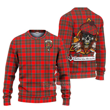 Binning Tartan Ugly Sweater with Family Crest and Bearded Skull Holding Bottles of Whiskey Unisex - Tartan Vibes Clothing