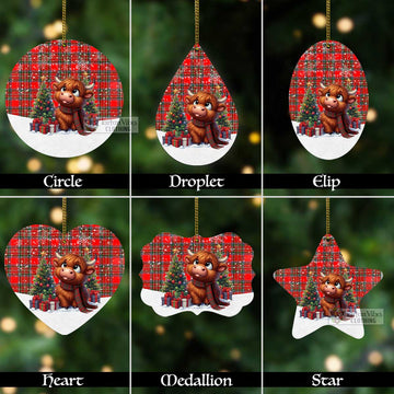 Binning Tartan Christmas Aluminium Ornament with Adorable Highland Coo Aluminium - Tartan Vibes Clothing