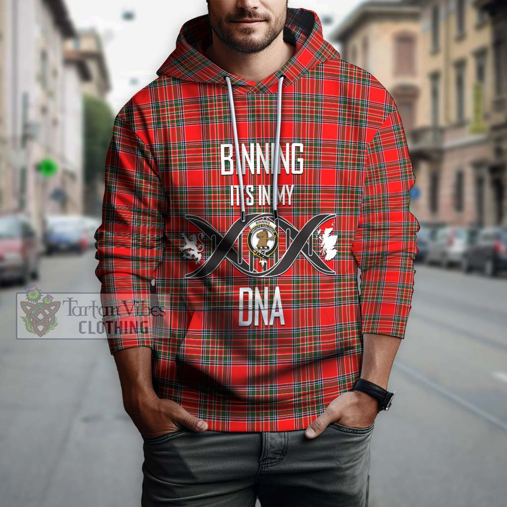 Binning Tartan Hoodie with Family Crest DNA In Me Style Pullover Hoodie - Tartan Vibes Clothing