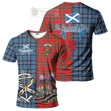Binning Tartan T-Shirt Happy St. Andrew's Day Half Tartan Style Kid's Shirt - Tartan Vibes Clothing