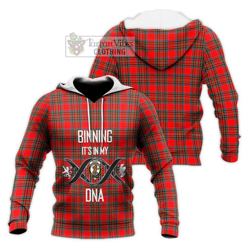 Binning Tartan Knitted Hoodie with Family Crest DNA In Me Style Unisex Knitted Pullover Hoodie - Tartan Vibes Clothing
