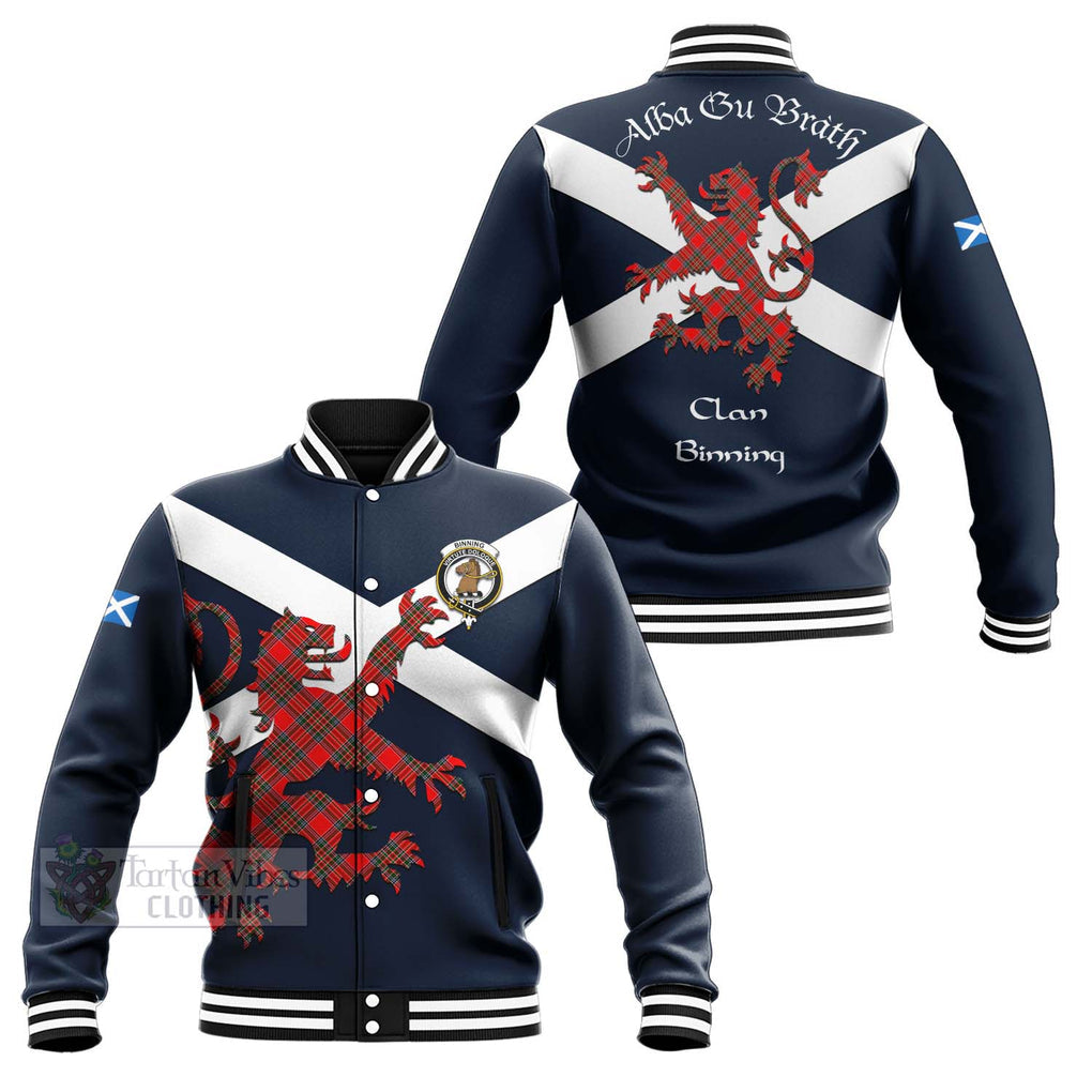Binning Tartan Lion Rampant Baseball Jacket Proudly Display Your Heritage with Alba Gu Brath and Clan Name Unisex - Tartan Vibes Clothing