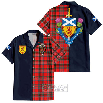 Binning Tartan Hawaiian Shirt Alba with Scottish Lion Royal Arm Half Style Kid - Tartan Vibes Clothing