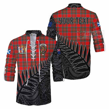 Binning Crest Tartan Ghillie Kilt Shirt with New Zealand Silver Fern Half Style Men - Tartan Vibes Clothing
