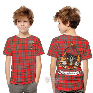 Binning Tartan Kid T-Shirt with Family Crest and Bearded Skull Holding Bottles of Whiskey Youth XL Size14 - Tartan Vibes Clothing