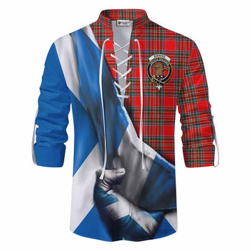 Binning Tartan Ghillie Kilt Shirt with Family Crest Scotland Patriotic Style Men - Tartan Vibes Clothing