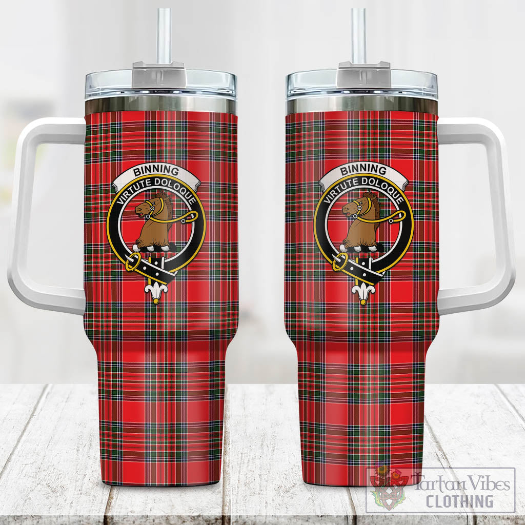 Binning Tartan Tumbler with Handle with Family Crest One Size 40 OZ - Tartan Vibes Clothing