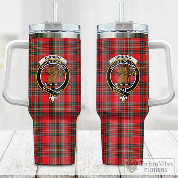 Binning Tartan Tumbler with Handle with Family Crest One Size 40 OZ - Tartan Vibes Clothing