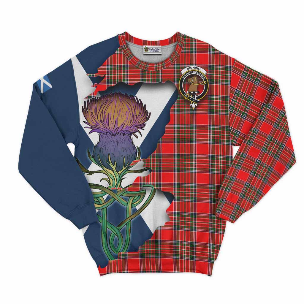 Tartan Vibes Clothing Binning Tartan Family Crest Sweatshirt Scottish Thistle Celtic Inspired