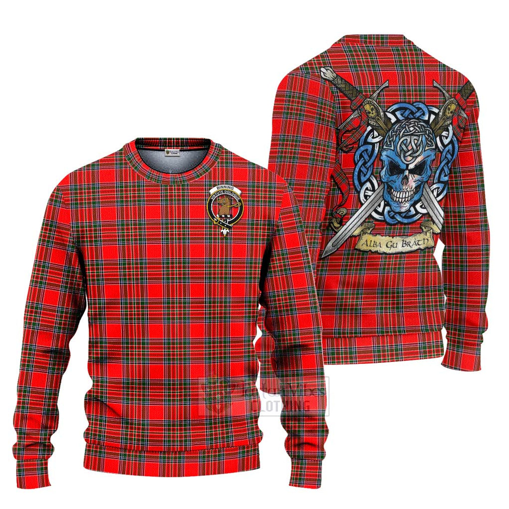Binning Tartan Ugly Sweater with Family Crest Celtic Skull Style Unisex - Tartan Vibes Clothing