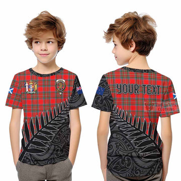 Binning Crest Tartan Kid T-Shirt with New Zealand Silver Fern Half Style Youth XL Size14 - Tartan Vibes Clothing