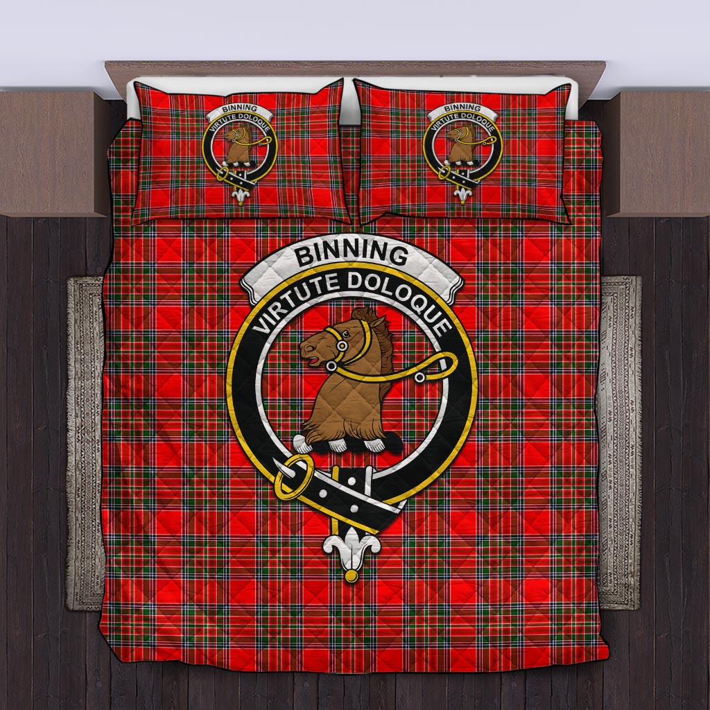 Binning Tartan Quilt Bed Set with Family Crest King - Tartan Vibes Clothing