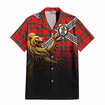Binning Crest Tartan Hawaiian Shirt with Golden Lion Emblem Celtic Style Kid - Tartan Vibes Clothing