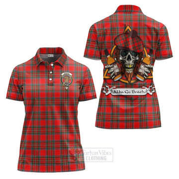Binning Tartan Women's Polo Shirt with Family Crest and Bearded Skull Holding Bottles of Whiskey Women - Tartan Vibes Clothing
