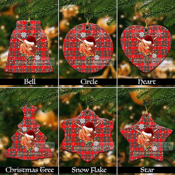 Binning Tartan Christmas Ceramic Ornaments with Twinkle Highland Cattle Ceramic - Tartan Vibes Clothing