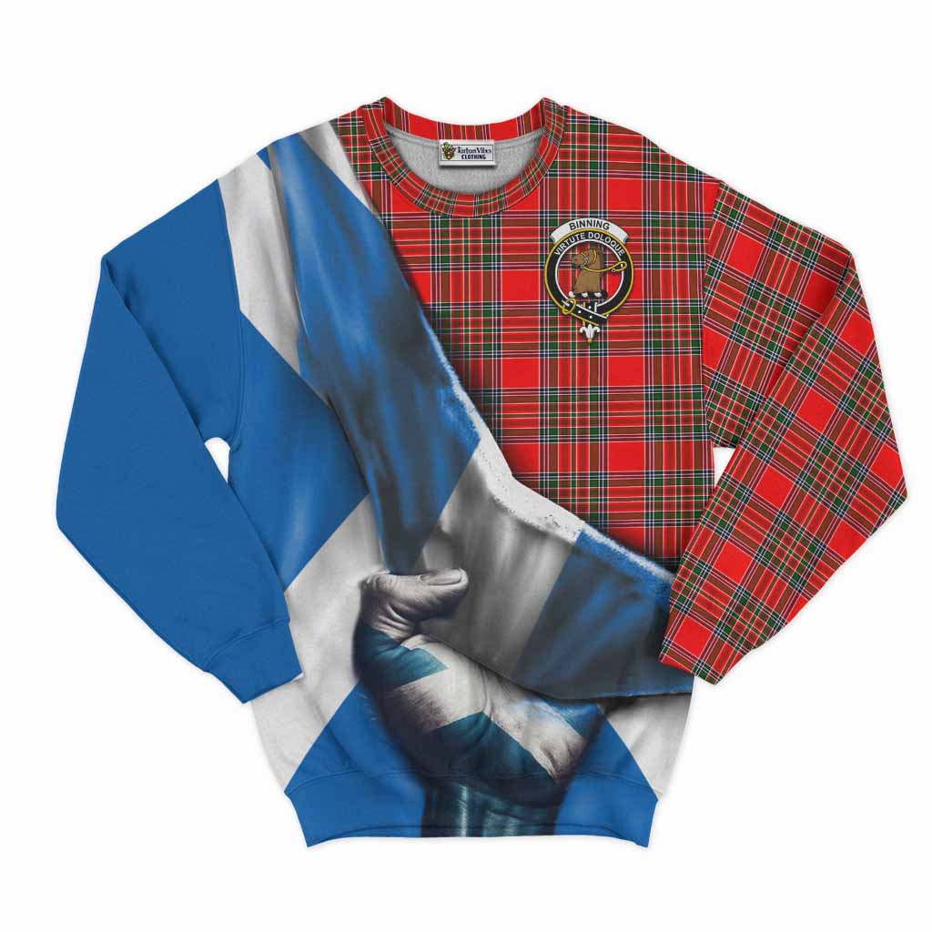 Binning Tartan Sweatshirt with Family Crest Scotland Patriotic Style Unisex - Tartan Vibes Clothing
