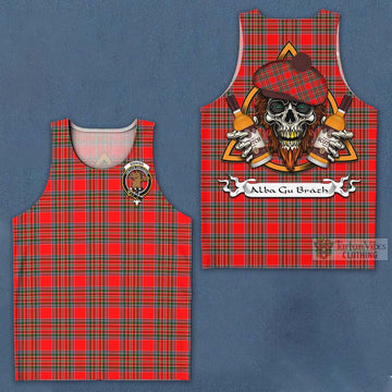 Binning Tartan Men's Tank Top with Family Crest and Bearded Skull Holding Bottles of Whiskey Men - Tartan Vibes Clothing