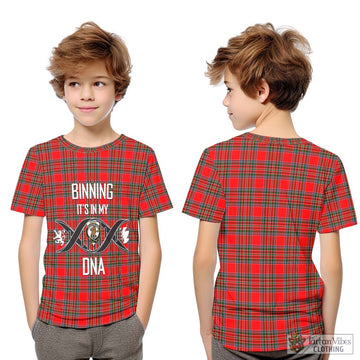 Binning Tartan Kid T-Shirt with Family Crest DNA In Me Style Youth XL Size14 - Tartan Vibes Clothing