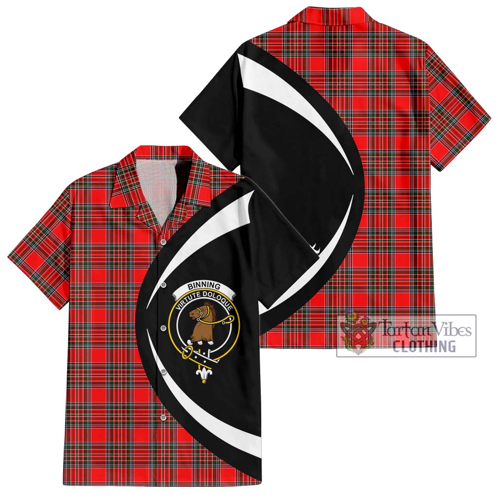 Binning Tartan Hawaiian Shirt with Family Crest Circle Style Kid - Tartan Vibes Clothing