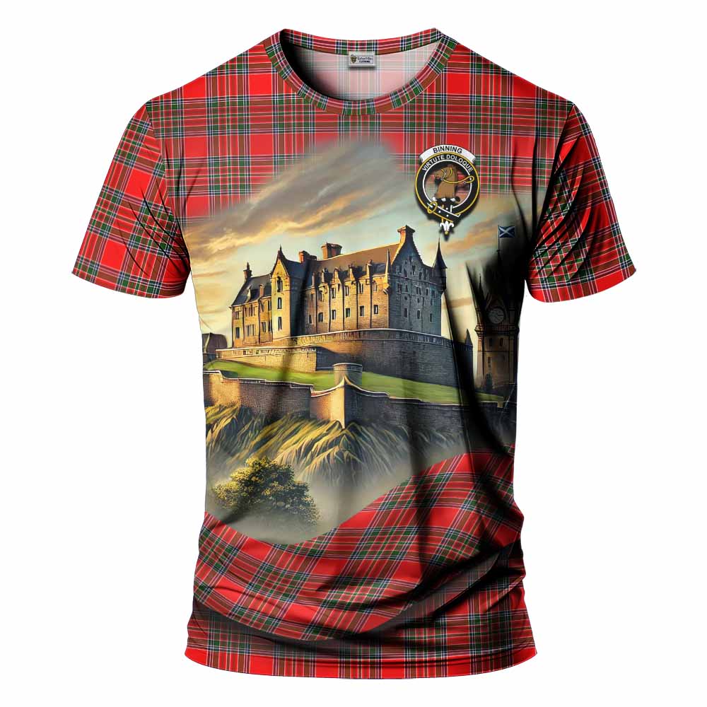 Binning Tartan Family Crest T-Shirt with Scottish Ancient Castle Style Kid's Shirt - Tartan Vibes Clothing
