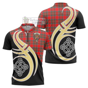 Binning Tartan Zipper Polo Shirt with Family Crest and Celtic Symbol Style Unisex - Tartan Vibes Clothing
