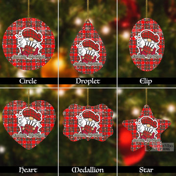 Binning Tartan Christmas Aluminium Ornament with Scottish Gnome Playing Bagpipes Aluminium - Tartan Vibes Clothing