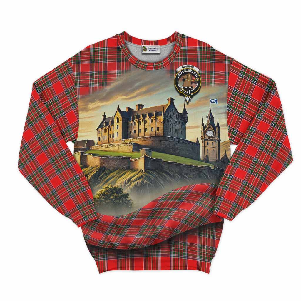 Binning Tartan Family Crest Sweatshirt with Scottish Ancient Castle Style Unisex - Tartan Vibes Clothing